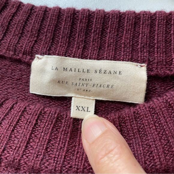 Sezane Mathie Dress Merino Wool Long Sleeve Size XXL Purple Burgundy - Picture 9 of 14